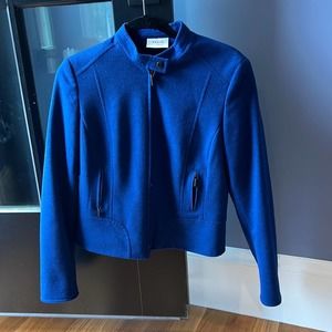 Akris Blue Wool Moto Jacket Size 6